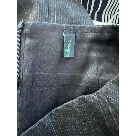 UNITED COLORS OF BENETTON Three Piece Gray Pinstripe Suit Skirt Jacket Shirt - Picture 4 of 7